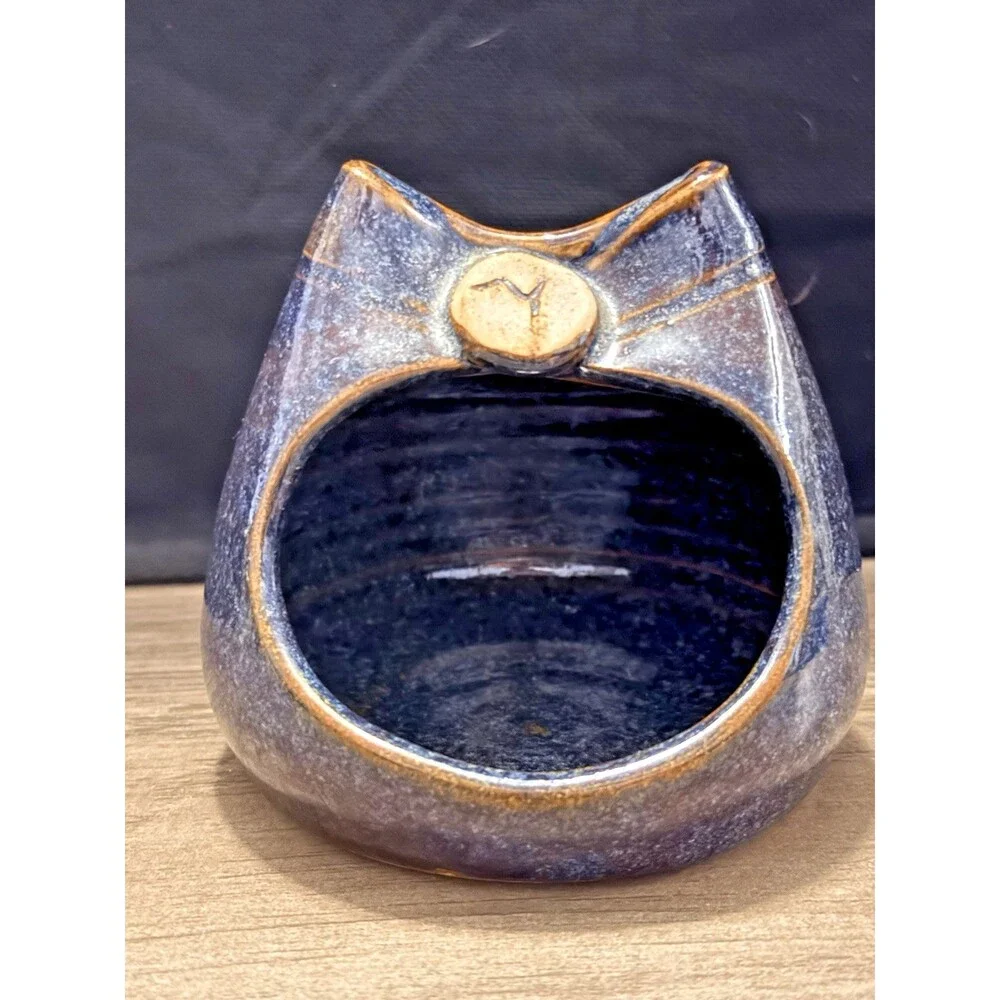 Vintage Ceramic Pottery Candle Holder Studio Art Signed